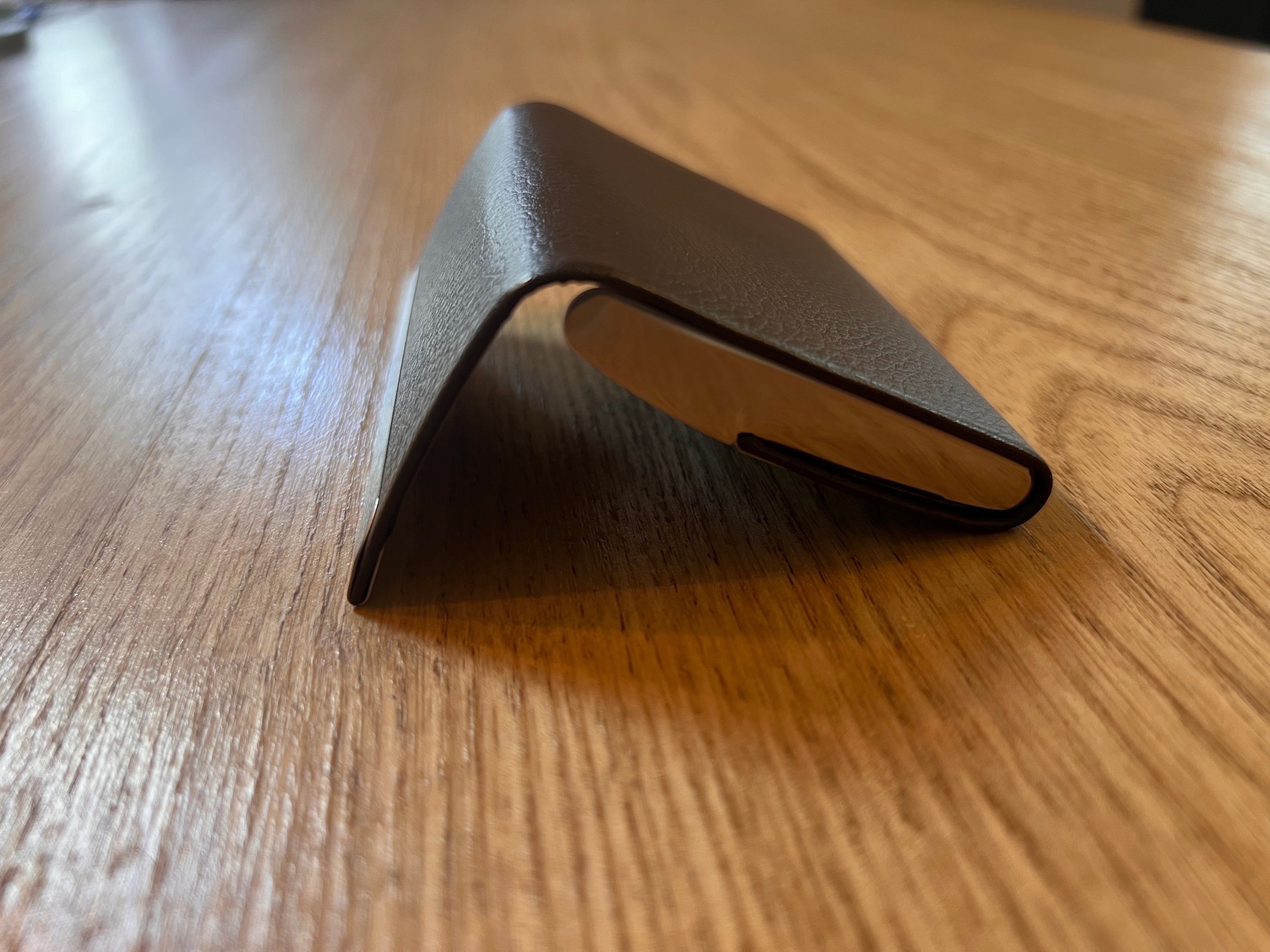 Business Card Holder with Stainless Steel (Brown)