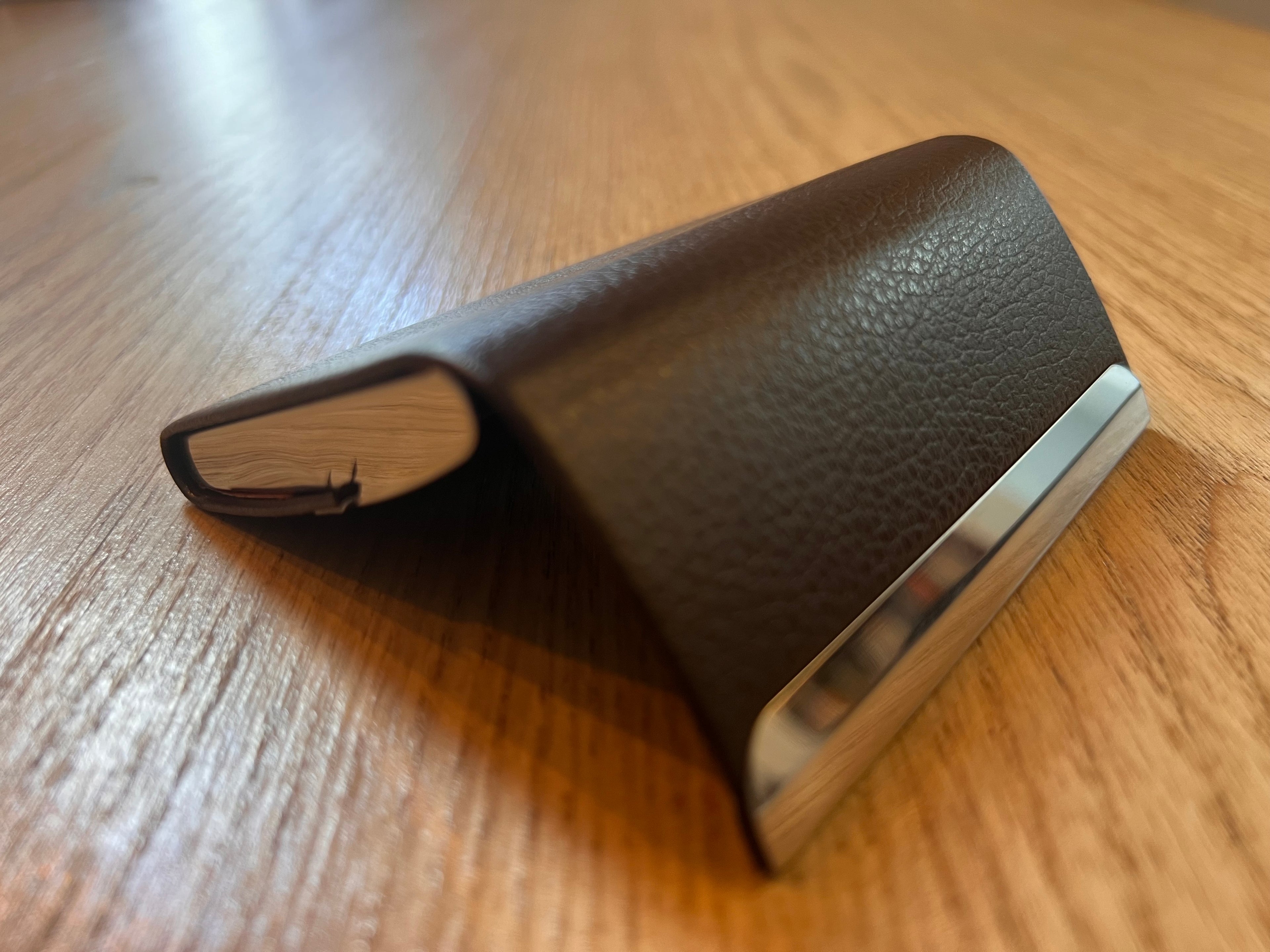 Business Card Holder with Stainless Steel (Brown)