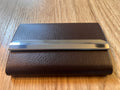 Business Card Holder with Stainless Steel (Brown)