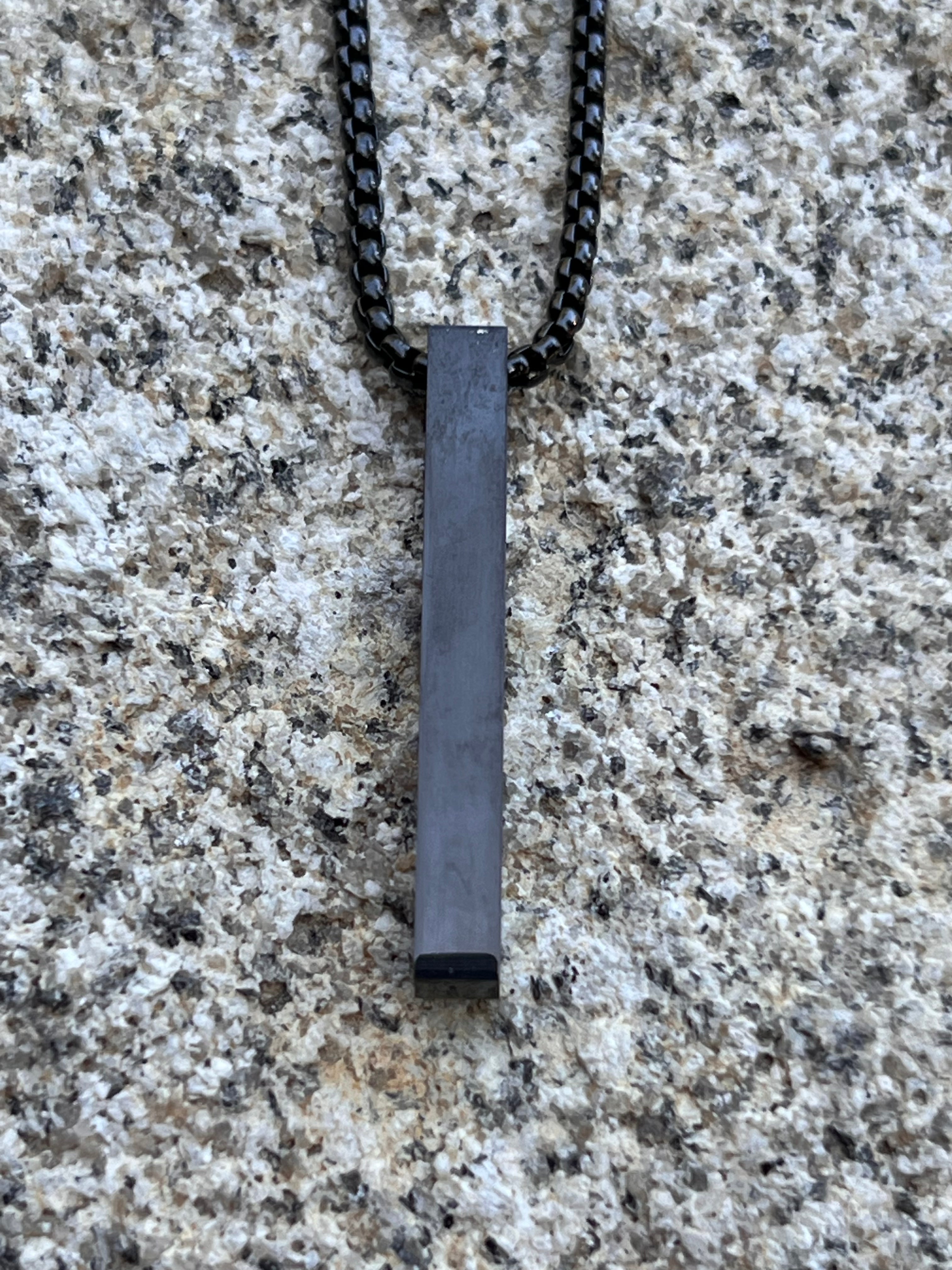 Bar Pendant Necklace - Black