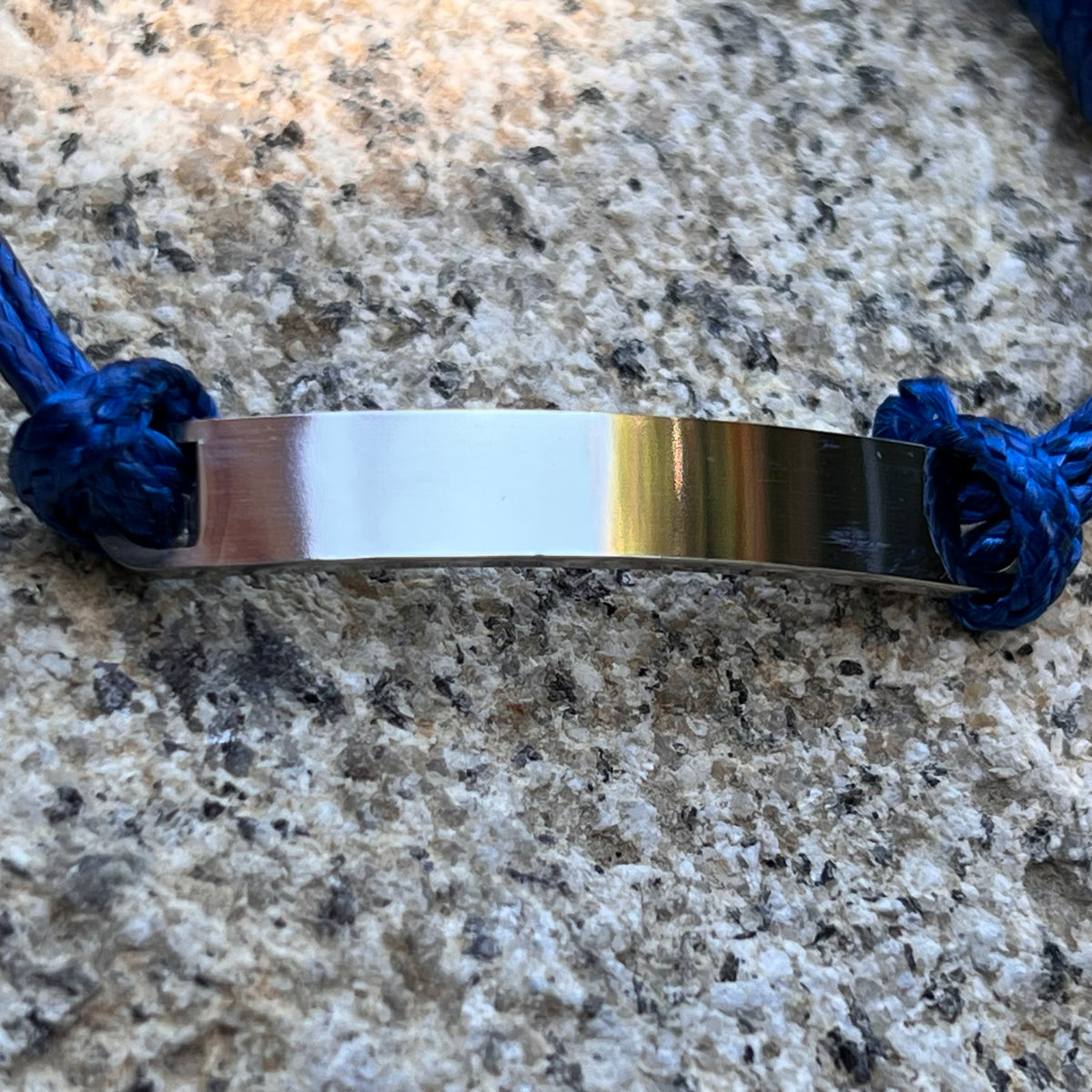 Silver Wrist Bar with Blue Strap