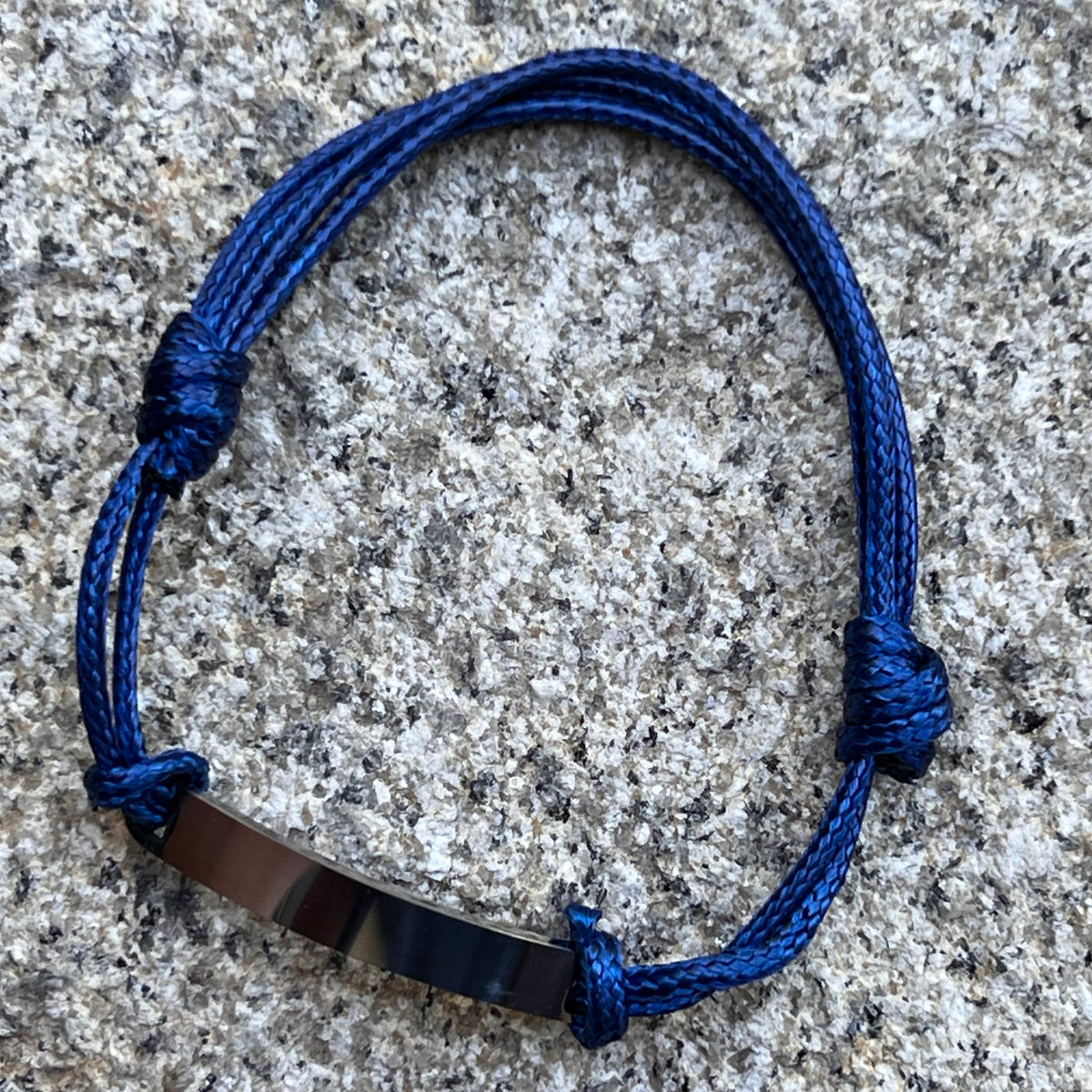 Silver Wrist Bar with Blue Strap